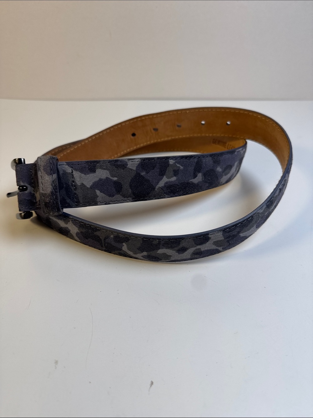 W. Kleinberg Men's Camo Print Suede Belt